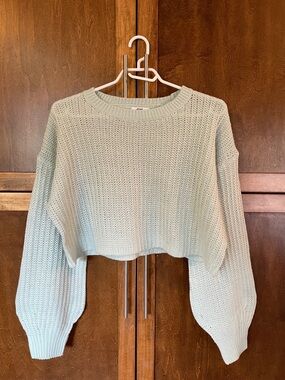 Ardene Light Mint Green Cropped Crewneck Sweater